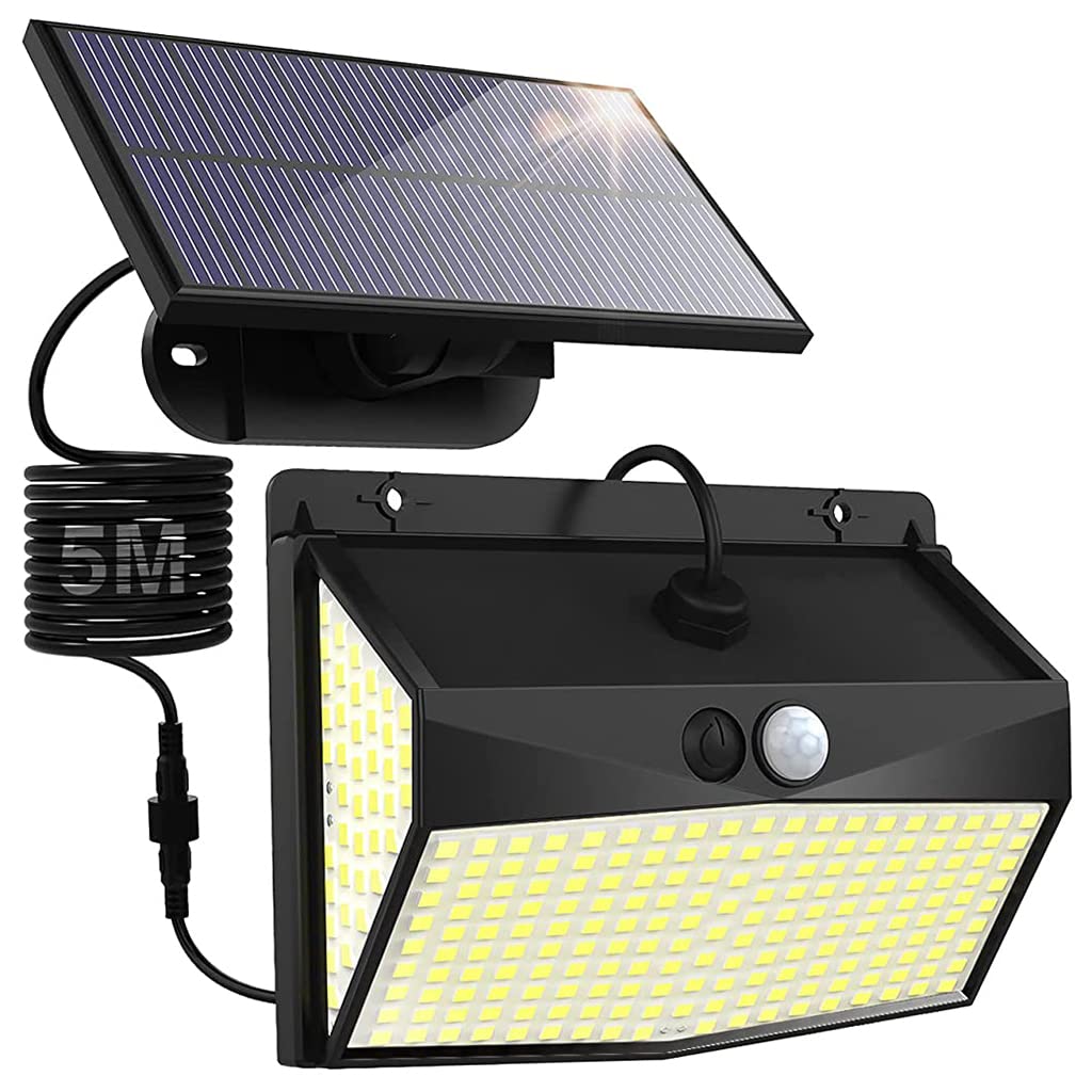 ELEPHANTBOAT Solar Light Outdoor Waterproof with Motion Sensor, 318 LED Solar Street Light Outdoor Waterproof with 3 Modes, 290¡ã Lighting Angle Solar Wall Light for Garden with 5 m Cable ELEPHANTBOAT Solar Light Outdoor Waterproof with Motion Sensor, 318 LED Solar Street Light Outdoor Waterproof with 3 Modes, 290¡ã Lighting Angle Solar Wall Light for Garden with 5 m Cable